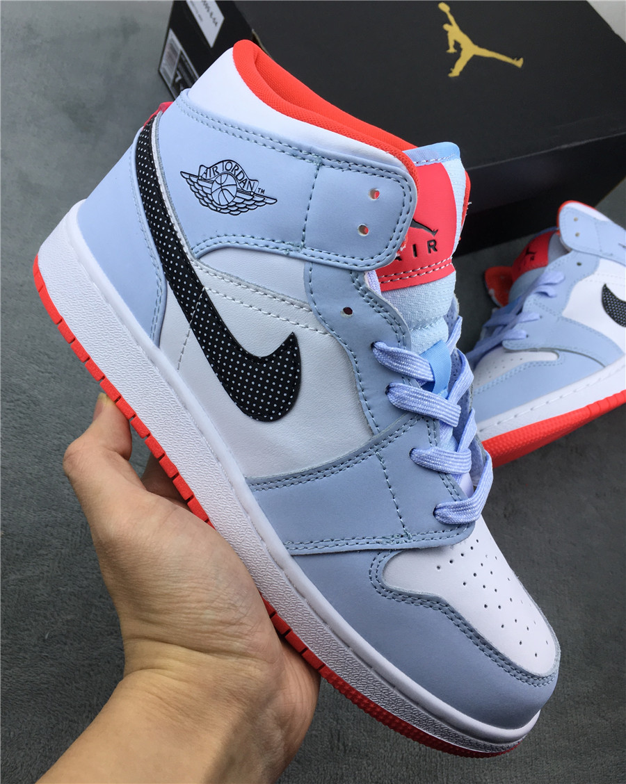 2020 Women Air Jordan 1 Mid GS 3m Ice Blue Shoes